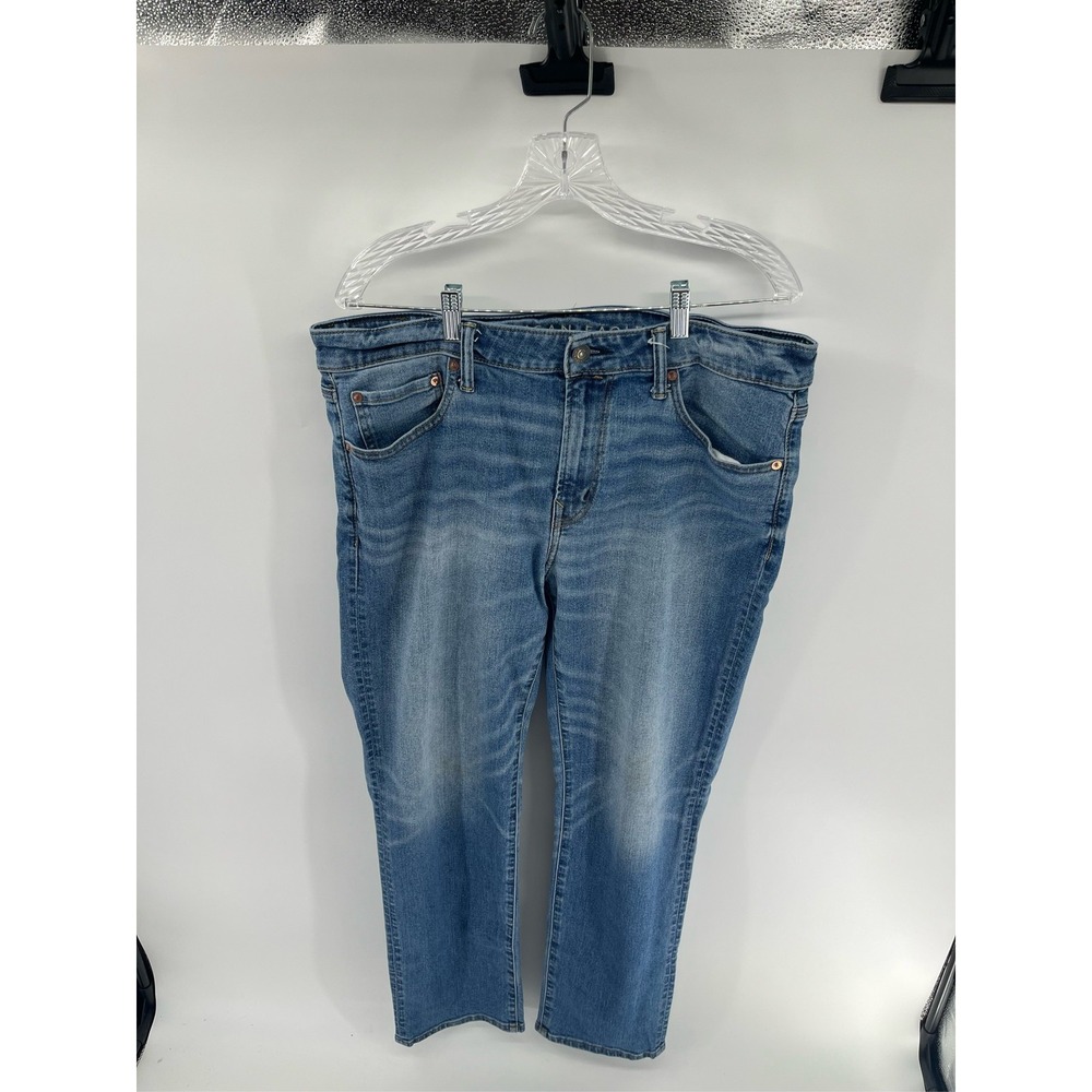 American Eagle AirFlex+ Slim Straight Jeans Mens 36x32 Medium Wash Blue Denim